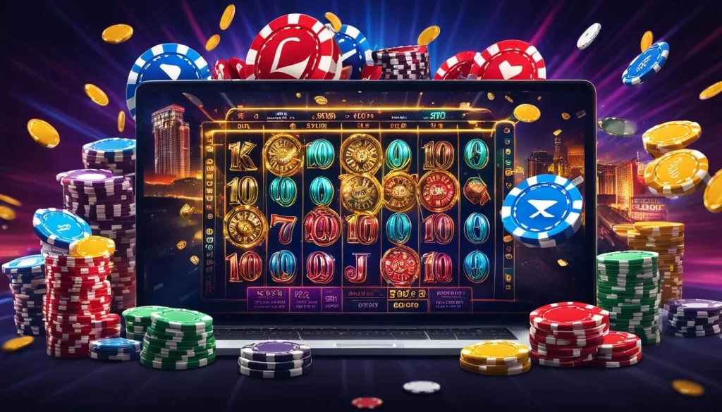 Đội game thủ chuyên nghiệp đang thi đấu Esports trên sân khấu lớn, thể hiện cá cược Esports tại Hello88